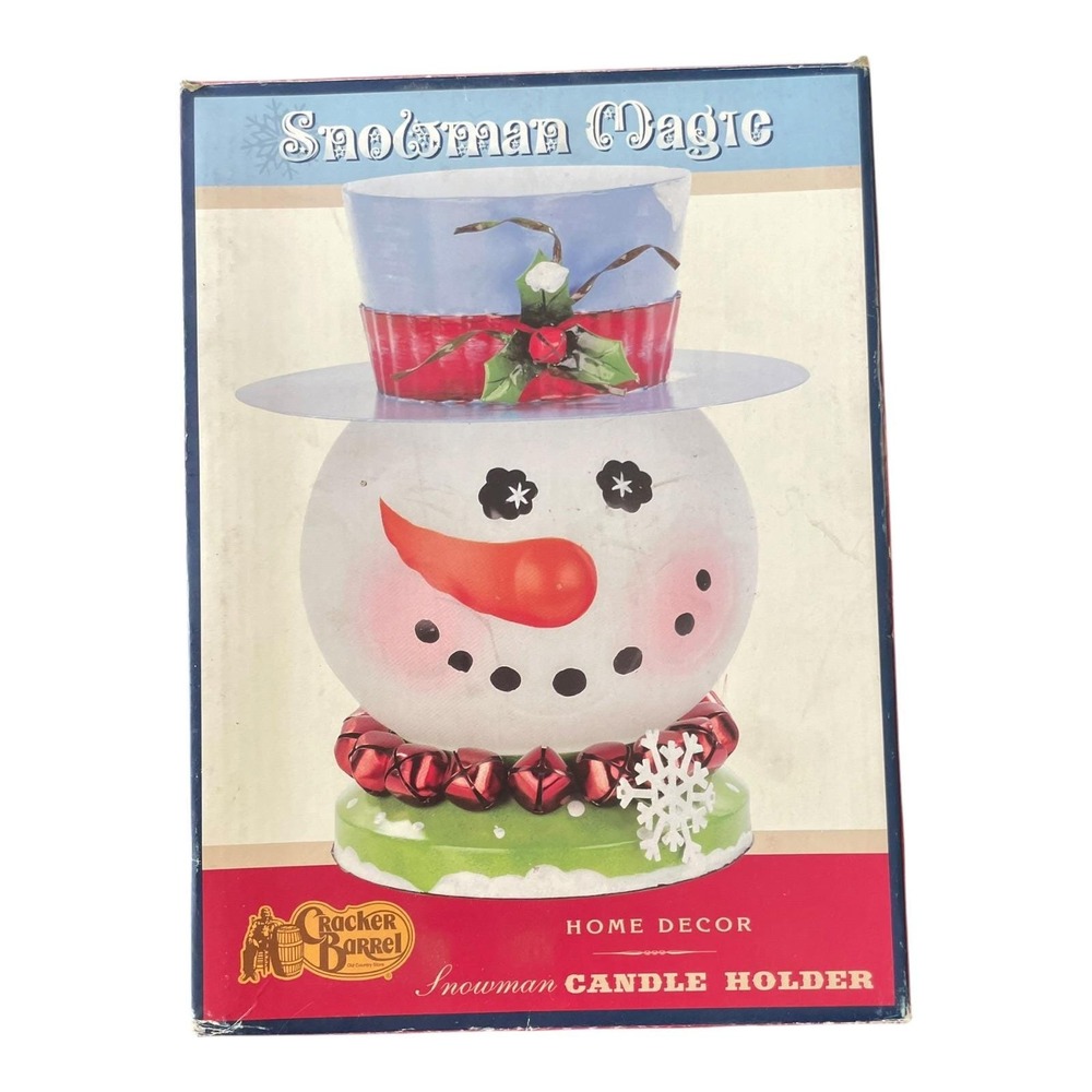Cracker Barrel Snowman Magic Candle Holder Figurine Christmas Winter Decor